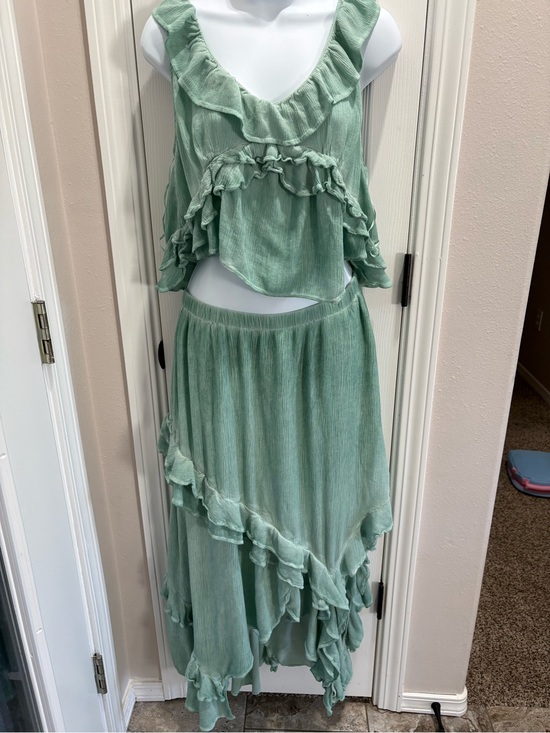 Free People Dresses & Skirts - Free People “If Only” Mint Green Ruffle Two-Piece Set